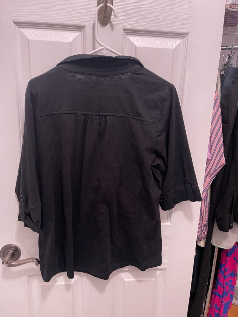 Sonoma Black Collared Button-Front Knit Blouse - image 8